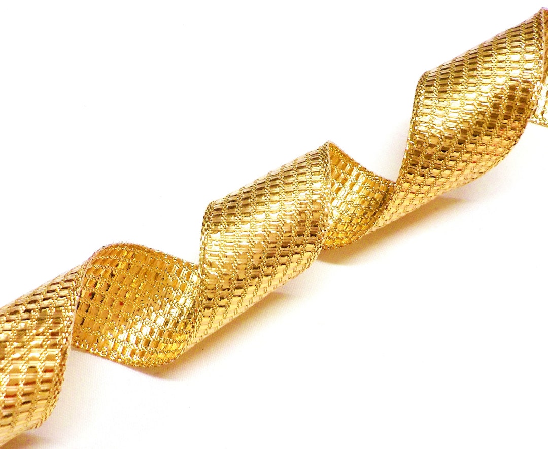 Gold Metallic Ribbon, Sparkle Double Sided Wired Ribbon, Christmas Home ...