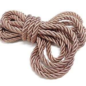 Dark Beige Satin Twisted Cord, Wrapped Thread Cord, 9mm Rope Cord- 1 Yard/ 0,92m approx.(1 piece)