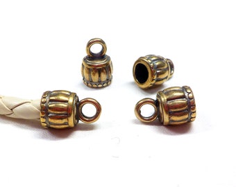 Bronzefarbene Endkappen, Kordelenden, Kordelenden, Kordelenden, Endkappen, Kordelenden, 15 x 10 mm / Ø 6,1 mm, ideal für 6 mm Rundschnur - Pk2