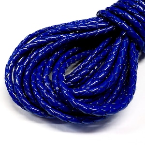 Dark Blue Braided Vegan Leather Cord, Faux Leather 6mm Cord, Perfect for Bracelets or Necklaces, Sold in 1 Yard/  92cm approx.(1 piece)
