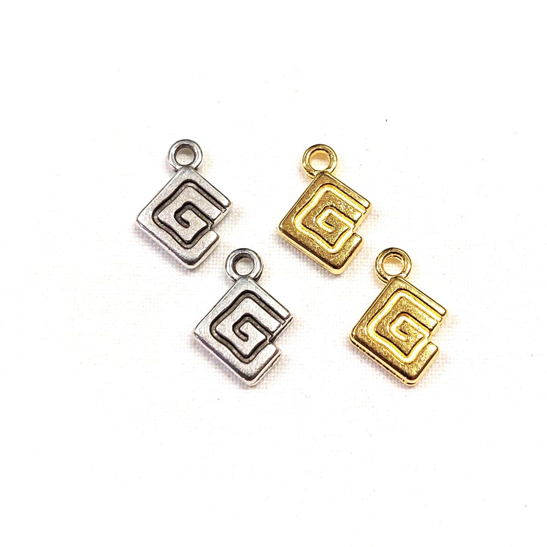 Dolceoro Italian Charm Bracelet - Greek Key & Swastika Meander Design In Gold-Tone Stainless Steel, Adjustable Links