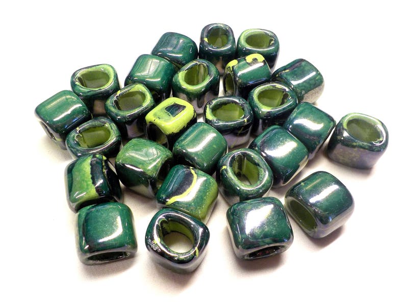 Ceramic Bead Tube Slider for Oval Cord Green Blue Yellow Etsy