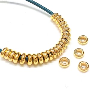 Gold Plated Washer Spacer Beads, Tiny Metal Beads, Ring Sliders, Rondelle Spacer Beads 5x2mm Hole 2.6mm - 10 pieces