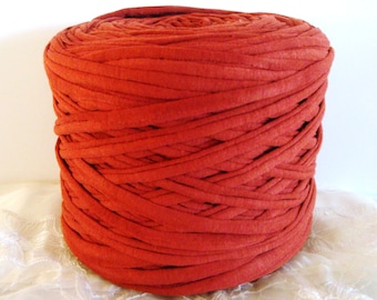 Dark Orange Cinnamon T-Shirt Yarn, Cotton T-Shirt Tricot, Fabric Jersey for Necklaces, Bracelets, Rugs and Bags - 2.7m/3 yards (1 piece)