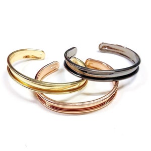 Bangle Brass Bracelet, Gold Bangle Blanks, Silver Cuff Bracelet Base, Gun Metal Bracelet Base Open Design for 5mm Flat Cords 9.5x66mm - 1 pc