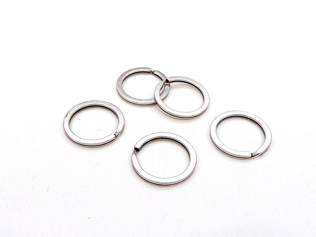 Silver Plated Split Key Rings, Large Round Key Rings, Stainless Steel Ring, Heavy Duty, Nickel