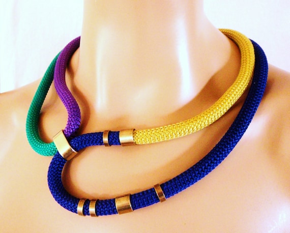Blue rope necklace outlet