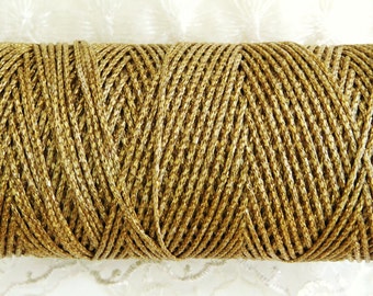 0.8mm Gold Metallic Waxed Cord, Macrame Waxed Cord, Cotton Cord, Twisted Cotton String, Bakers Twine - 10 yards/ 9.2m approx.(1 piece)