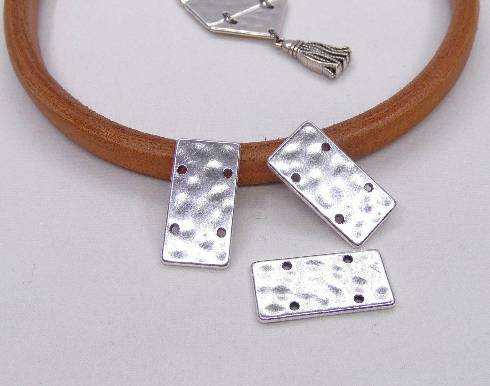 Silver Hammered Rectangle Pendant Geometric Rectangular - Etsy