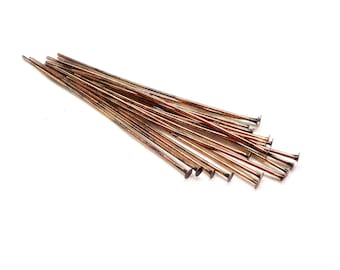 Headpins Raw Copper Flat Head Pins, Wire Wrapping Jewelry, 21 Gauge Headpins, 50mm /0.7mm (2"/0.028") - 25 pieces