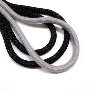 Braided Trim Rope Cord, Semisoft Climbing Cord, Black Rope, Cool Gray Rope, Paracord Round Cord 9-10mm, ideal for Dog Leash - 1 Yard/piece