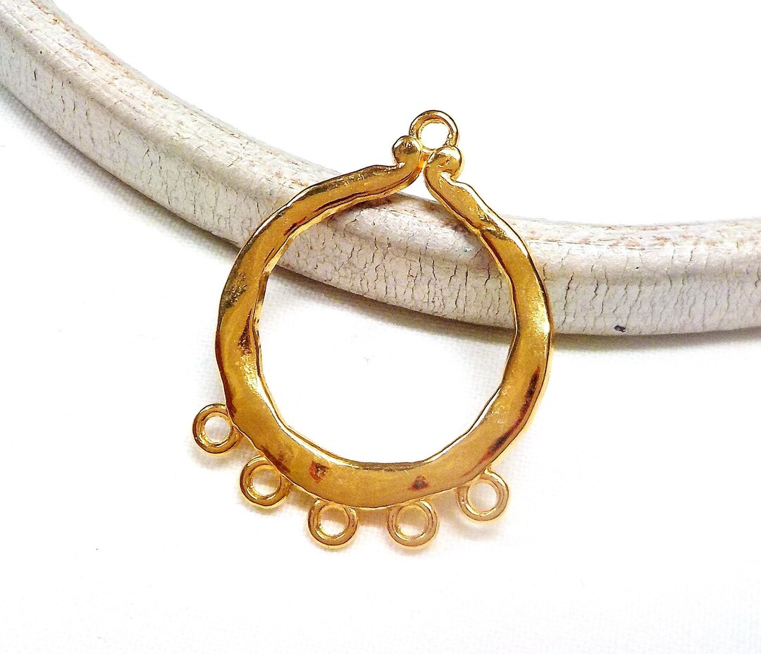 24K Gold Plated Chandelier Pendant, Statement Round Pendant With Loops ...