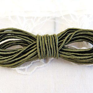 Wrapped Silk Satin Cord, Olive Dark Green Satin Cord, Soutache Wrapped Thread Cord 1,7mm, Rope Cord- 3Yards/ 2,75m approx.(1 piece)