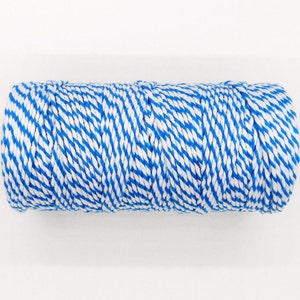 Blue White Twisted Cotton Cord, Twisted Cotton String, Bakers Twine 1,5mm approx.- 10 yards / 30 feet approx.(1 piece)