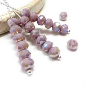 Purple Opaque AB Glass Crystal, Lilac Washer Faceted Crystal Beads, Rondelle Faceted Beads, Round Beads, 6x4mm - 30 pcs