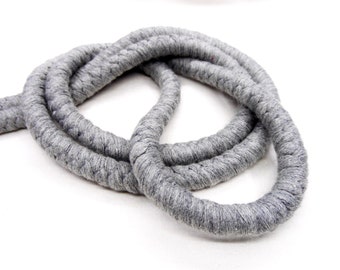 Grey Gray Wrapped Thread Cotton Cord, Covered Cording Fibre Wrap Cord, Fiber Fabric Wrap Cord, Semisoft Cord, 10-11mm - 1Yard/ 92cm (1 pc)