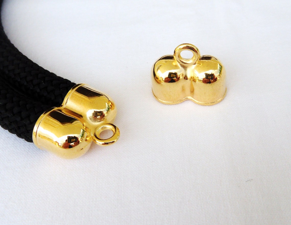 Gold Double End Caps 25x20x13mm Ø 10.2mm Each Hole Cords Etsy