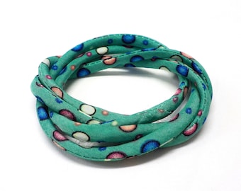 Emerald Japanese Style Fabric Design Cord, Fabric Floral Cord, Textile Cord, Textile Fabric Jewelry, Round Floral Cord 5mm - 1Yard (1 pc)