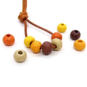 Round Ceramic Beads, Unglazed Matte Fall Colors Ceramic Ball, Yellow Orange Brown Green 8mm, 10mm, 14mm, 17mm Organic Ceramic Bead- Set of 5