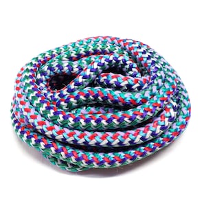 Braided Trim Rope Cord, Semisoft Climbing Cord, Rope Bracelet, Multicolor Striped String Round Cord 6mm - 80cm/ 2,6 Feet approx.(1 piece)