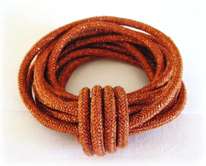 Metallic Copper Climbing Cord, Semisoft Rope Cord, Metalic Round Cord 5mm approx. 2 Yards/ 1,85m 1 piece image 2