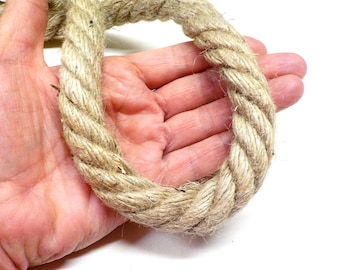 Natural Hemp Twisted Cord, Unbleached Hemp Cord, Rustic Hemp Rope Cord, 4 Strand Nautical Rope, Semisoft Twine Cord 16mm - 18"/46cm (1 pc)