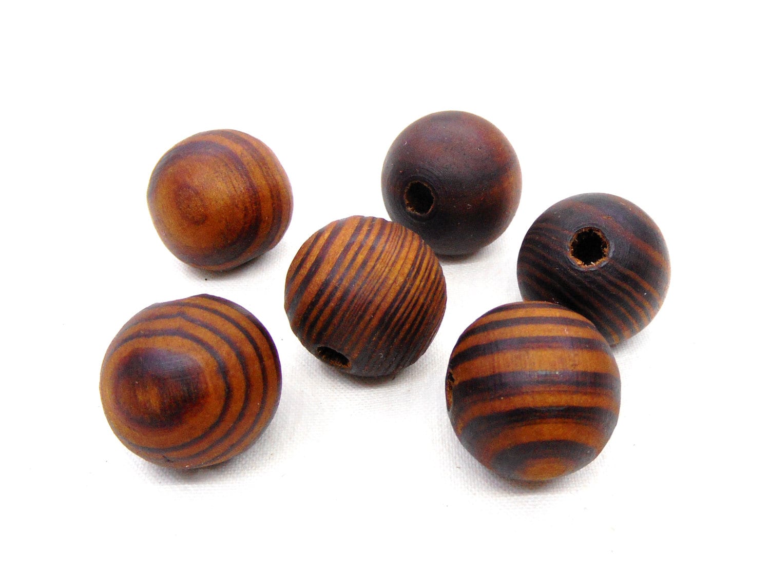 Brown Round Wooden Beads Brown Wooden Beads With Stripes Etsy UK