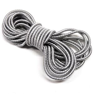 3.2mm Silver Wrapped Silk Satin Cord, Soutache Wrapped Thread Cord, Artificial Silk Cord, Rope Cord - 1 Yard/0.92m approx.(1 piece)