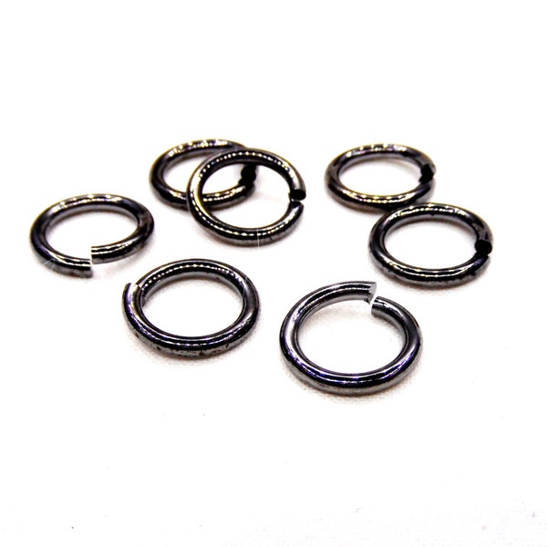 Gun Metal over Brass High Quality Big Jump Rings, Gunmetal Jump Rings, 14mm x 10mm x 2mm, 12 Gauge, Non Tarnish - 6 pieces