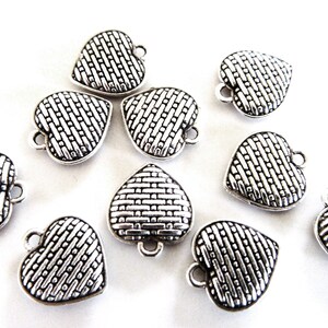 Silver Plated Heart Charm Pendant 11mm - 2 pcs
