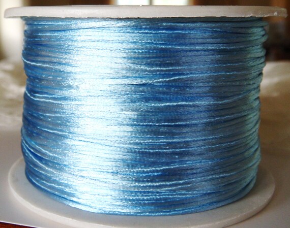 Light Blue Satin Cord 1mm, Silk Satin Cord, Rattail Cord