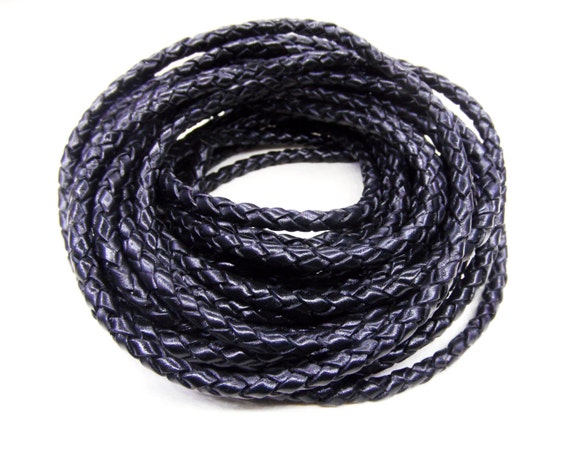 Black Braided Leather Cord 4mm, Genuine Leather Cord, High Quality Leather,  Greek Leather Cord - 16/40.6cm approx.