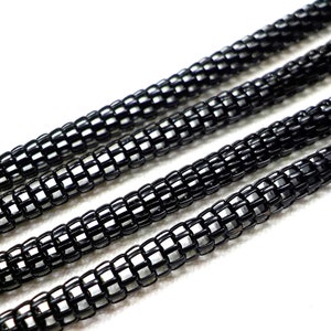 Schwarze Rundstahlkette, Mesh-Kette, Netzkette, Farbige Rundkette 3 mm - ca. 58 cm (1 Stück)