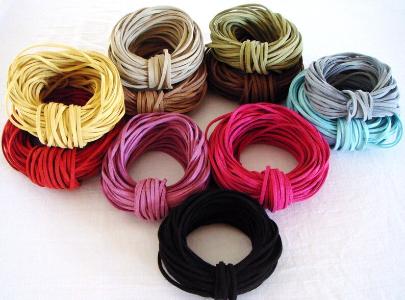 High Quality Suede Cord 3x1,5mm, Black, High Quality Suede Lace, Vegan Cord Sold in 2 yards/ 1,85m approx. Lengths image 2