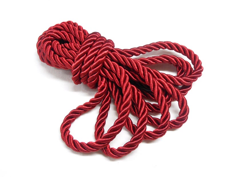 Dark Red Satin Twisted Cord, Wrapped Thread Cord, 9mm Rope Cord- 1 Yard ...