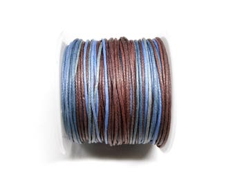 1mm Waxed Cotton Cord, Blue Brown Multi Cotton Cord, Bakers Twine, Macrame Shamballa Friendship Bracelets Cord - 5 yards/ 4.6m (1 piece)
