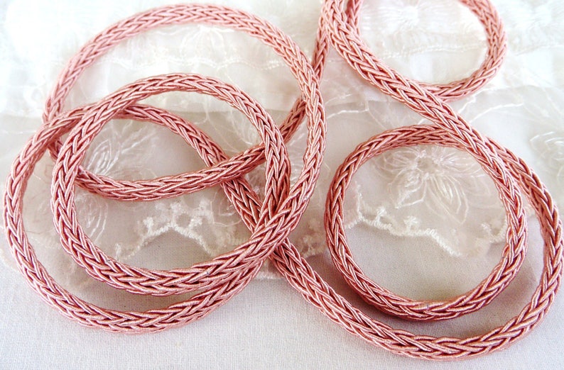 Salmon String Cord 7x4mm 1 piece 1 Yard0.92m approx. Oval Braided Trim Cord Licorice Style Rope Semisoft Cord