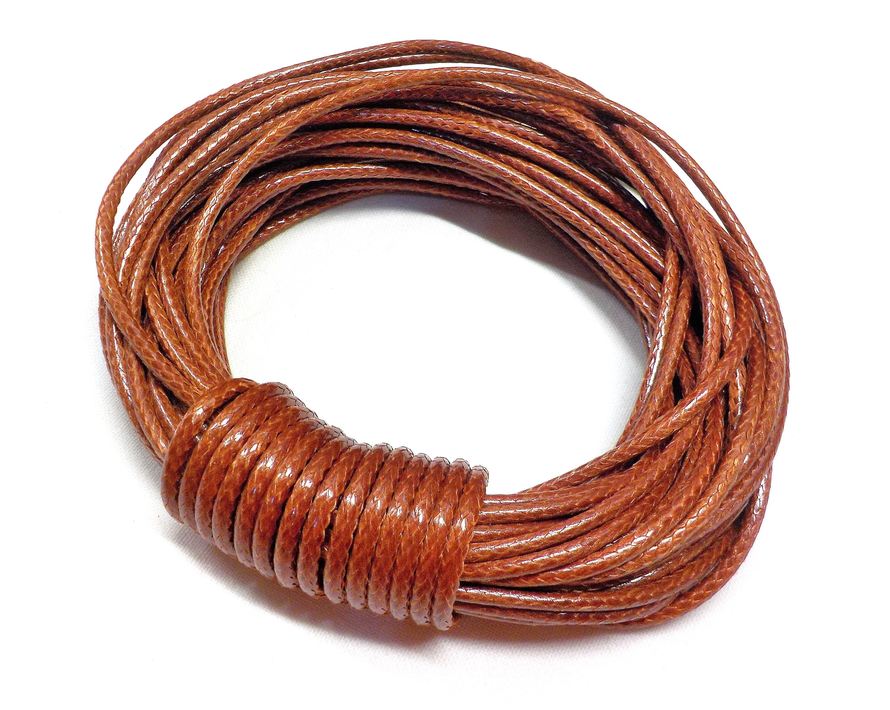 Light Brown Korean Waxed Cord, Polyester Wax Cord, Snake Effect Cord, Braided Round 2mm Cord, Macrame Cord - 2 yards/ 1.82m approx.(1 piece)