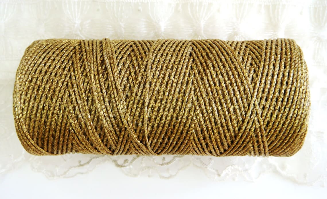 Gold Metallic Waxed Cord 1mm Macrame Waxed Cord Cotton Cord Etsy
