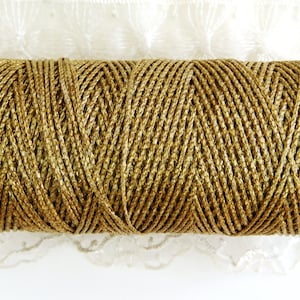 Gold Metallic Waxed Cord 1mm, Macrame Waxed Cord, Cotton Cord, Twisted Cotton String, Bakers Twine - 10 yards/ 9.2m approx.(1 piece)
