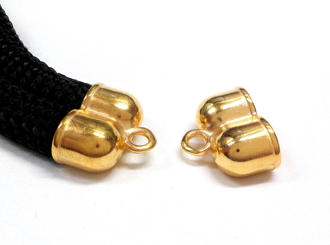 Gold Double End Caps 25x20x13mm Ø 10.2mm Each Hole Cords Etsy
