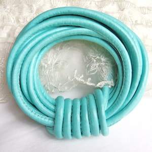 Veraman Mint Eco Nappa Leather Cord, Faux Leather 5mm Cord, Stitched Cord, Sold in 1 Yard/  92cm approx.(1 piece)