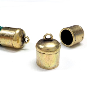 Bronze End Caps for 10mm Round Cord, End Caps, Cord Terminals, 10mm Cord Ends, Cords Edge, Cord Terminators, 12x17mm (Ø 10.3mm) - 2 pcs