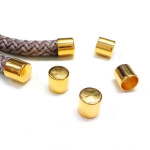 Gold Flat Head End Caps without Loop and Hole for 5mm Round Cord, Leathers Edge, Cord Ends, Cord Terminators, End Hat 6x6mm/Ø 5.2mm - 2 pcs
