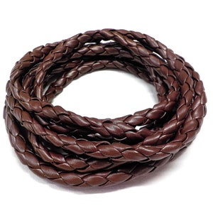 Dark Brown Braided Vegan Leather Cord, Faux Leather 6mm Cord, Perfect for Bracelets or Necklaces, Sold in 1 Yard/  92cm approx.(1 piece)