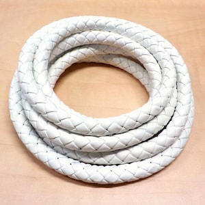 White Braided Vegan Leather Cord, Faux Leather 7-8mm Cord, Perfect for Bracelets or Necklaces, Sold in 40cm/15.7&quot; Lengths