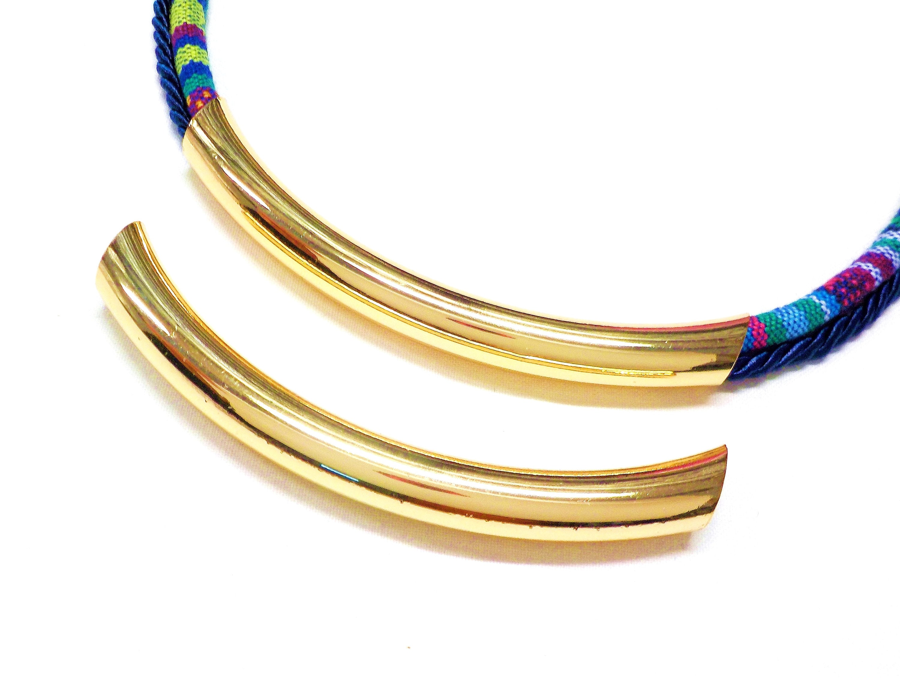 Gold Plated over Brass Necklace Tube Tube Arched Bar Curved Etsy