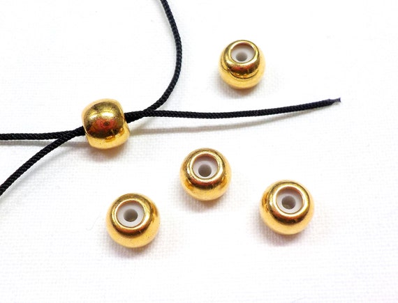 Gold Stopper Beads With Rubber Tube, Slider Stopper Beads, Smart