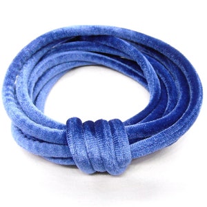 Cordoncino rotondo in velluto da 7 mm, cordoncino girocollo, girocollo in velluto, cordoncino in tessuto tubolare, cordoncino in velluto tubolare, cordoncino in velluto blu jeans - 1 iarda/92 cm (1 pezzo)