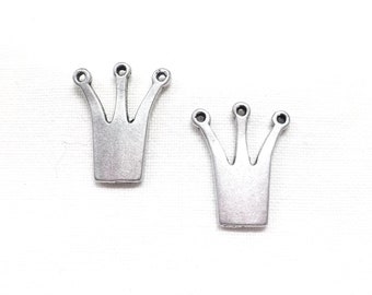 Silver Plated Crown Charm, Crown Pendant, Queen Crown Charms, Princess Crown Charms, Tiara Charm, 12x15mm - 2 pcs